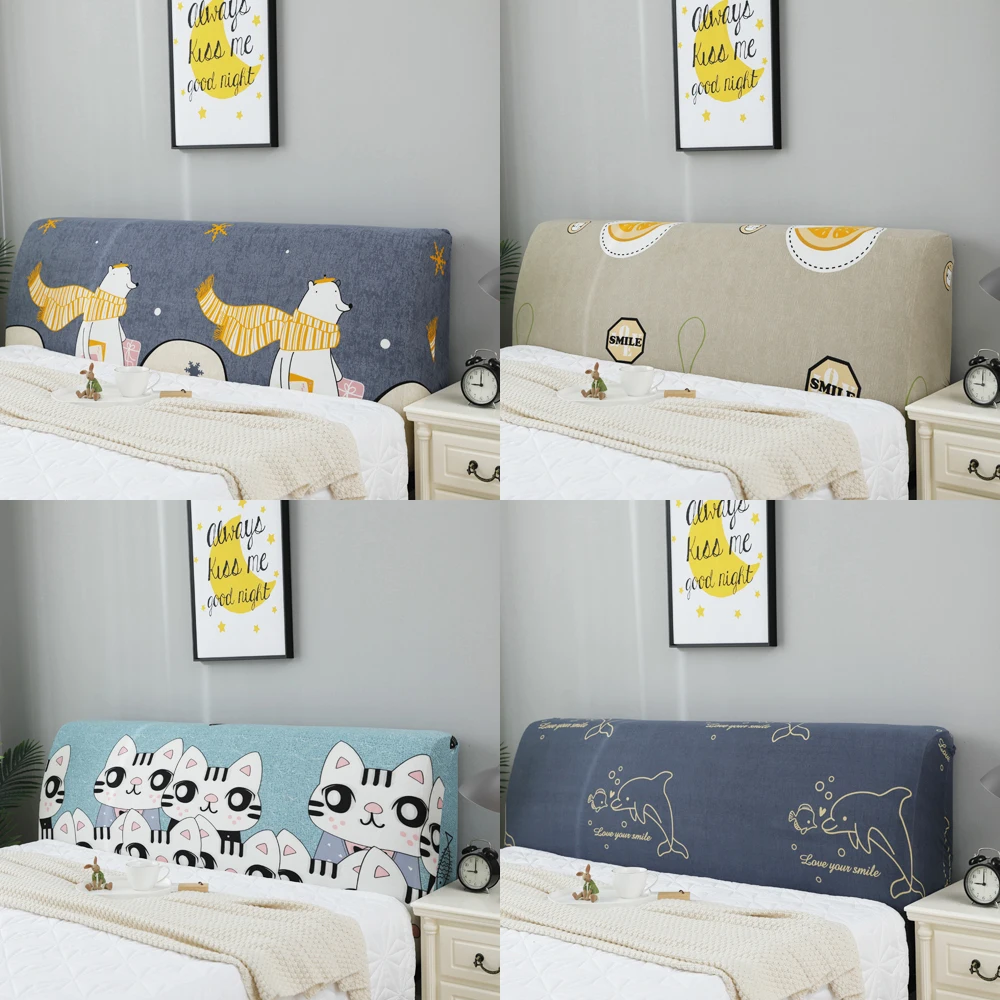 Modern Elastic All inclusive Bed Head Cover Cartoon Dust proof Bed Head Back Protection Dust Cover