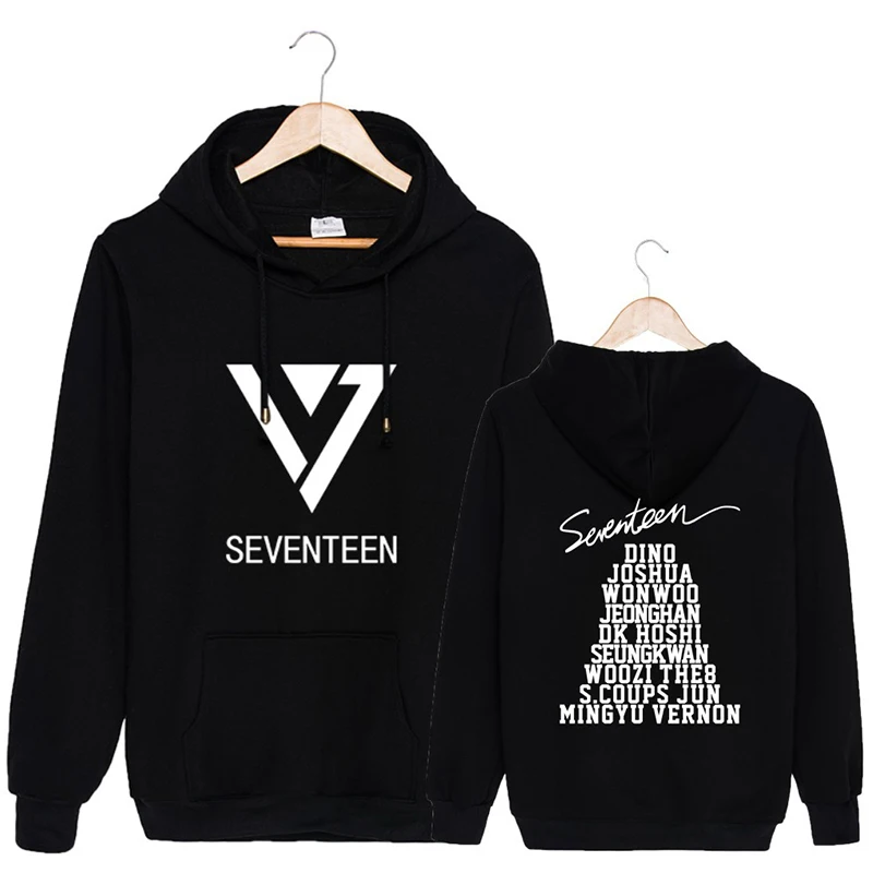 Black PG056 SEVENTEEN толстовки KPOP пуловеры с капюшоном - Цвет: Black