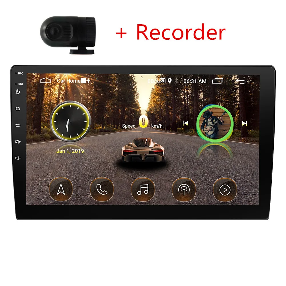 Авторадио " Android 8,1 четырехъядерный 2 DIN автомобильный стерео gps WiFi MP5 плеер FM AM радио+ камера - Цвет: with recorder