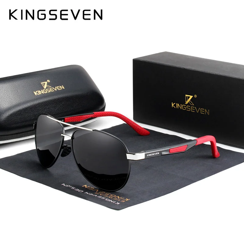 KINGSEVEN, мужские винтажные Поляризованные солнцезащитные очки, алюминиевые мужские солнцезащитные очки, Брендовые мужские зеркальные очки с покрытием для вождения N7720 - Цвет линз: Silver Gray