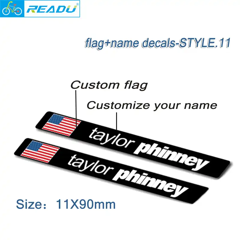 Bike frame stickers custom flag name bicycle decals Free shipping