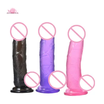 Sex Toys Man Fake Penis Realistic Big Dildo Silicone Transparent Crystal Glass Strong Suction Cup Dildo For Women 1