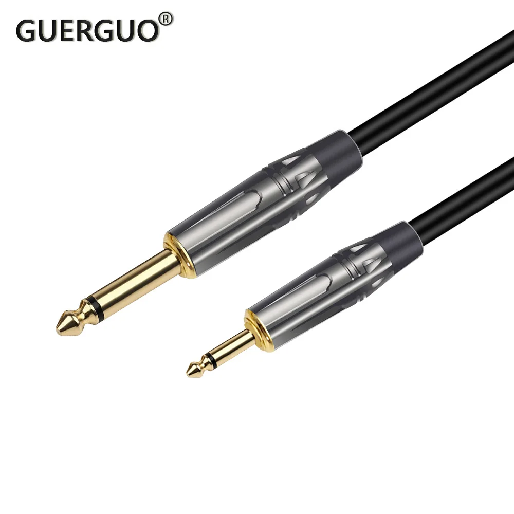 

Guerguo Jack 6.35mm to 3.5mm Audio Mono Extension Cable 1/4 to 1/8 TS Male to Male For Amplifier Electric Mixer 0.3M-15M