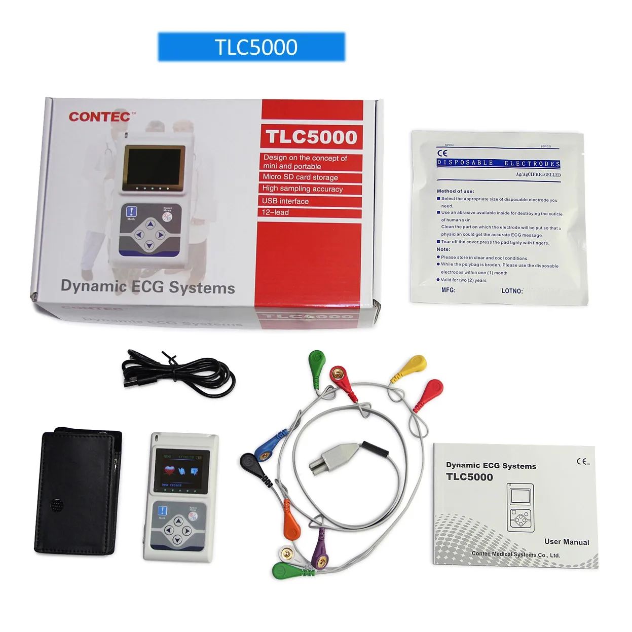 

12 lead 24h Analyzer TLC5000 Hand-held Dynamic ECG/EKG Holter Monitoring Recorder System analyzer,pc software,USB ECG Holter