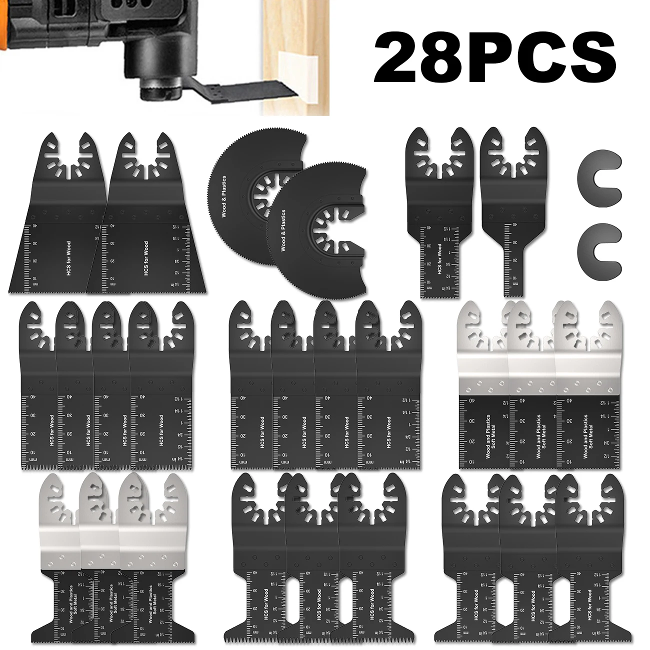 

28Pcs/Set Oscillating Multi Tool Saw Blade Cutting Wood Tools for Renovator Power Blades