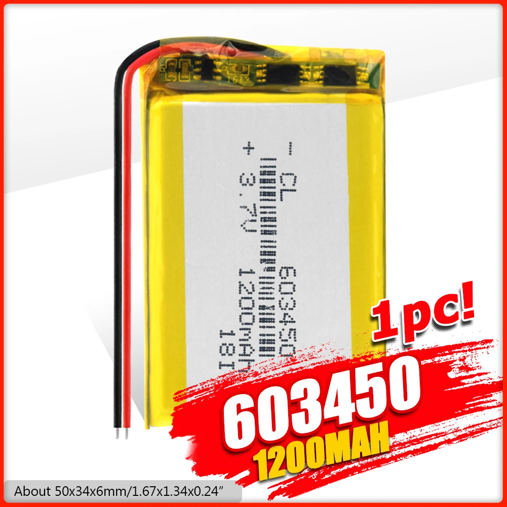 Литий полимерный аккумулятор 603450 3 7 в 1200 мАч с защитной платой для MP3 MP4 MP5 GSP DVD