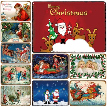 

Santa Claus Plaque Metal Vintage Decor Metal Sign Tin Sign Metal Poster metal Plate Home Bar Pub Decoration Vintage Posters