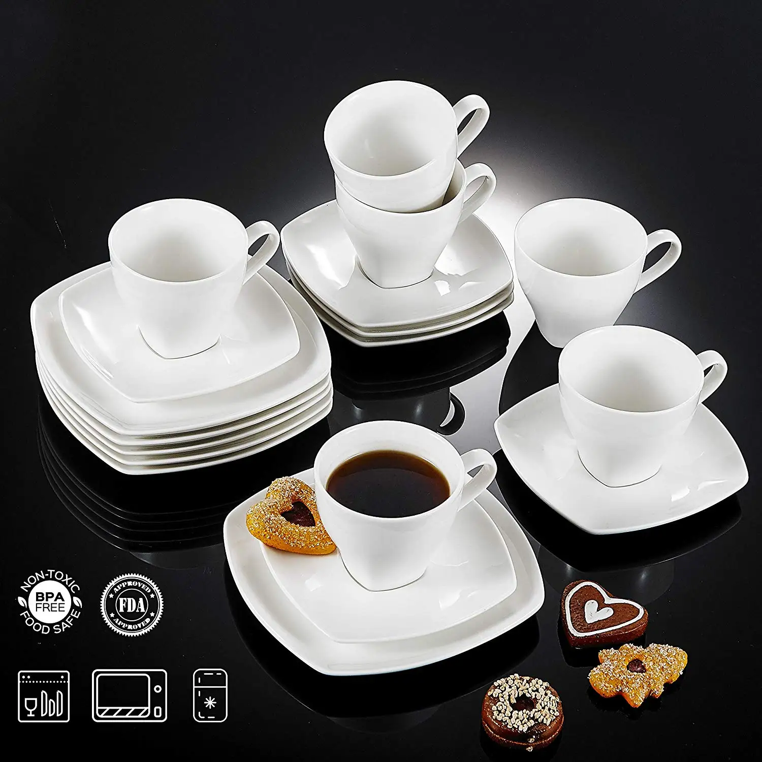 VANCASSO18 piece фарфоровые чайные чашки цвета слоновой кости кофейные 6 шт. в комплекте