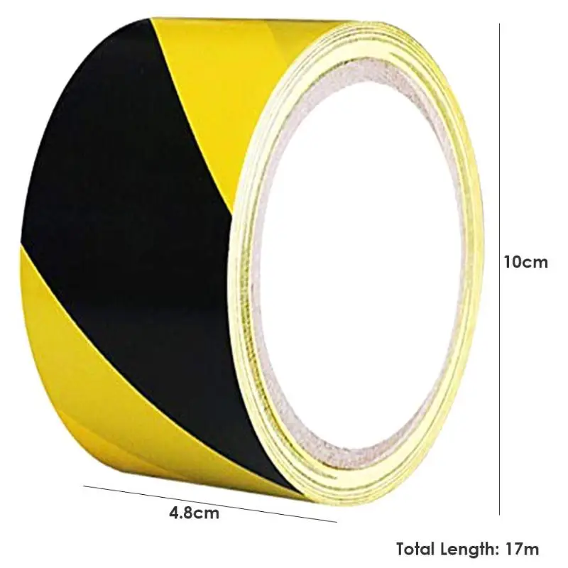 48mm 1 рулонный мягкий ПВХ предупреждающий знак клейкие ленты черный желтый опасная видимость Предупреждение ющие наклейки самоклеющиеся мягкая лента из ПВХ - Цвет: 48mm