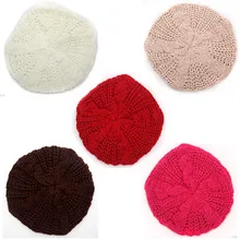 Модная Женская Дамский берет плетеная мешковатая шапочка вязаная теплая зимняя Лыжная Шапка Кепка шерстяная вязаная шапка