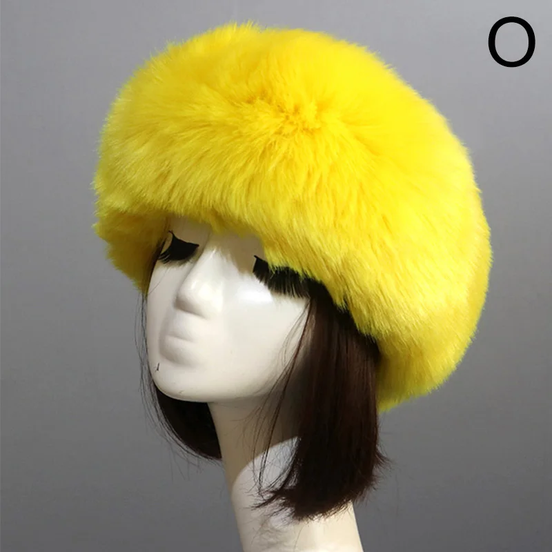 Women Faux Fur Cap Fashion Casual Solid Winter Warm Comfortable Female Short Plush Hairband Empty Top Hat Outdoor Ski Hats mens fur bomber hat