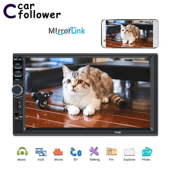 

7" Universal 2 din Car Radio 7018B Touch Screen Car Audio Support Steering Wheel Control Bluetooth Rear View Camera MP5 Player
