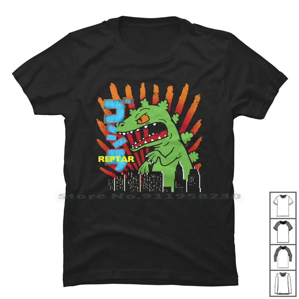 Divertente Maglietta Reptar 100% Cotone Illustrazione Popolare Tage Rex Rat Hot Fun Age Ra Ny Me Funny