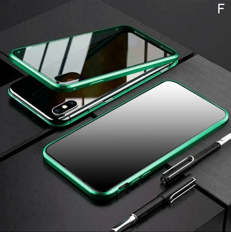 Анти-открытый Магнитный чехол для телефона(двойная сторона) оригинальное качество для iPhone 7/8 7/8Plus X XS XR XS Max - Цвет: Зеленый