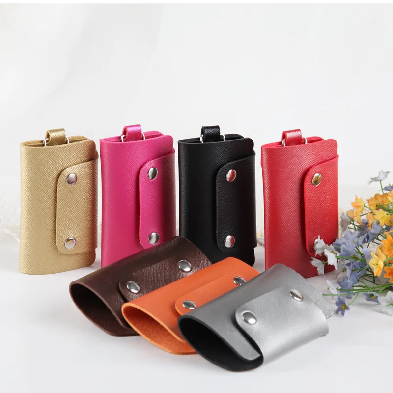 1 PC Solid Color Portable Pu Leather Housekeeper Holders Keychain Key Holder Bag Case Unisex Wallet Cover Simple Storage | Багаж и сумки