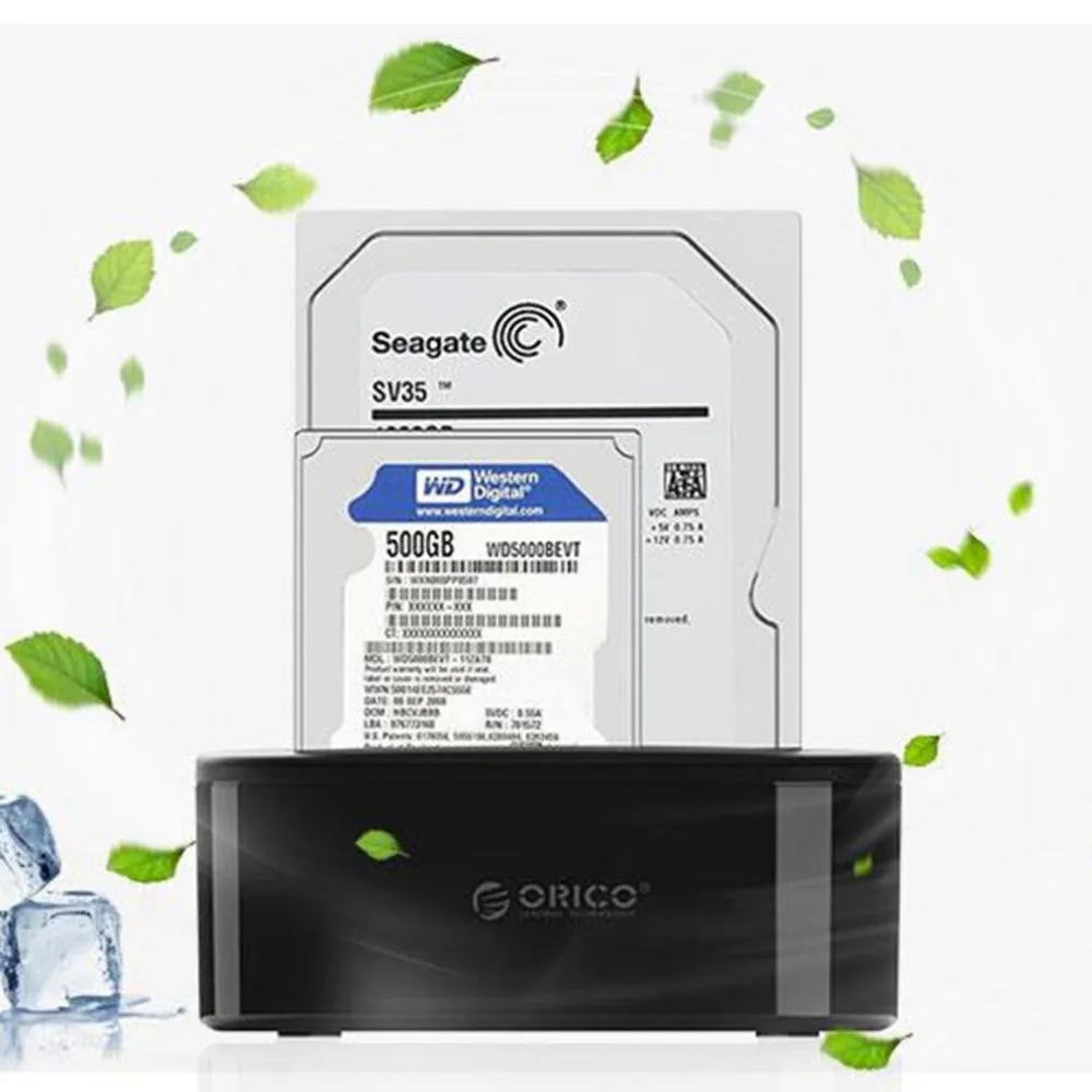 ORICO 6228US3-BK корпус для жесткого диска Dual-Bay 5 Гбит/с USB 3,0 на Sata док-станция для 2,5/3,5 дюймов HDD черный США AU чехол
