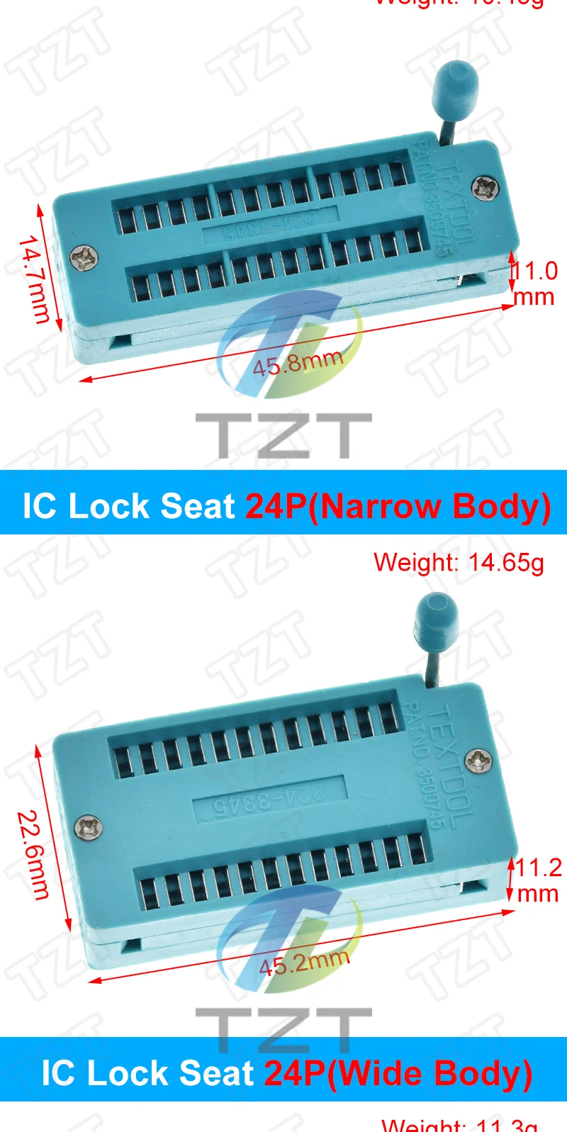 TZT 1/3PCS 14 16 18 20 24 28 32 40P Pin 2,54 MM Grün DIP Universal ZIF IC Sockel Test Solder Typ IC lock seat ringing sockel – Detail 5