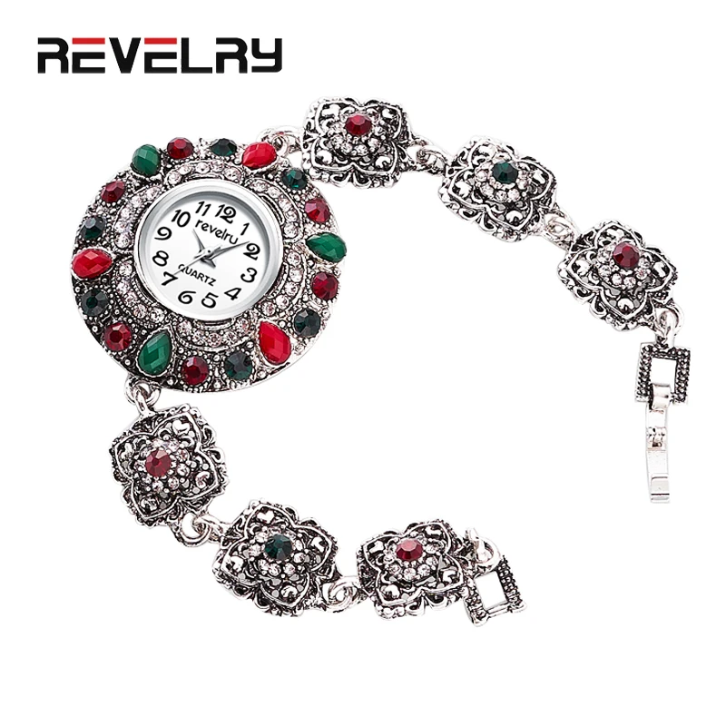 

2019 New Fashion Watch Women Round Antique Silver Diamond Bracelet Wristwatch Analog Quartz Watches Clock Gift Montre Femme