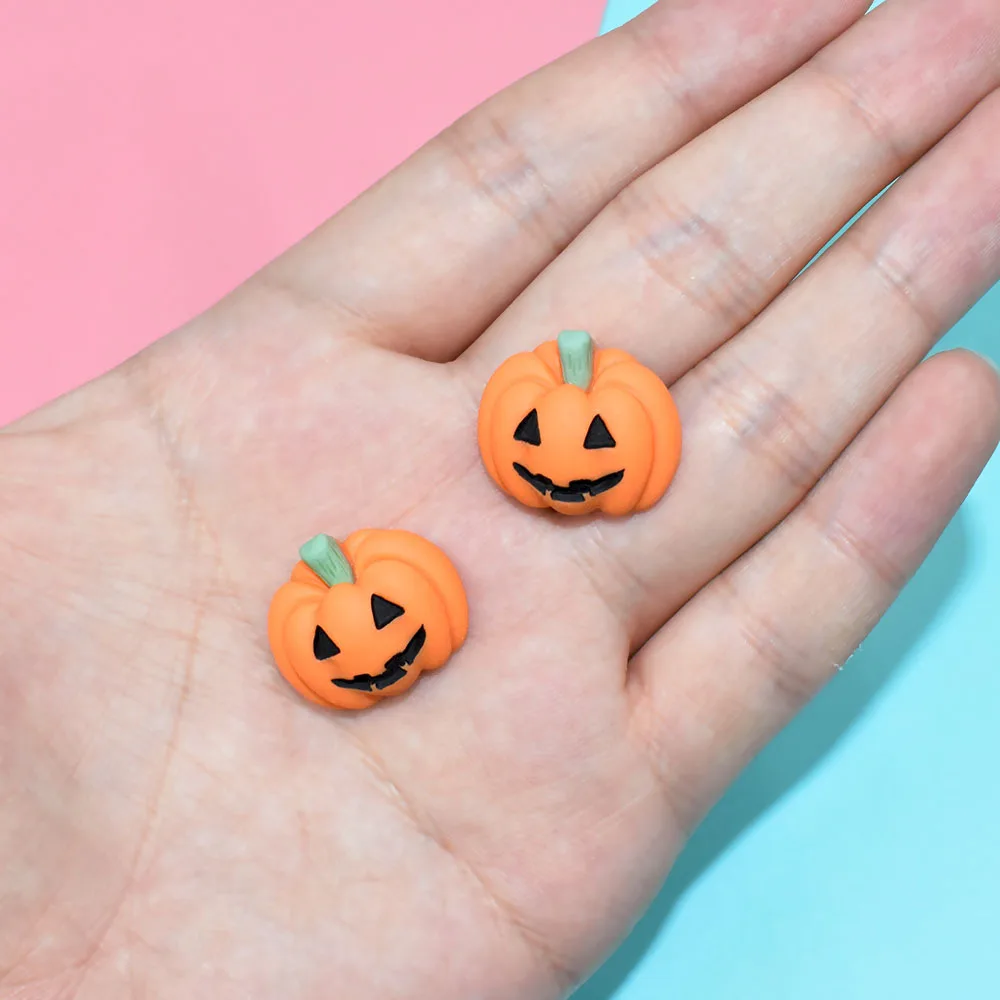 20Pcs Cute Halloween Pumpkin Flatback Resin Cabochon Scrapbook Embellishment Craft Decoration Parts Doll House Accessories