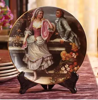Европейские декоративные тарелки керамическая домашняя художественная тарелка картина маслом ремесло подвесное художественное украшение 8 дюймов - Цвет: D