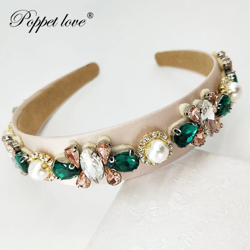 

Rhinestones In Retro Style Headband Brilliant For women Headband hair accessories Wide Simple Crystal headband hair bandage for