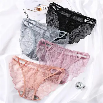 

Side Striped Perspective Sexy Lace Panties Women Underwear Female Underpants Panties Briefs Intimate Lingerie Floral Pantys