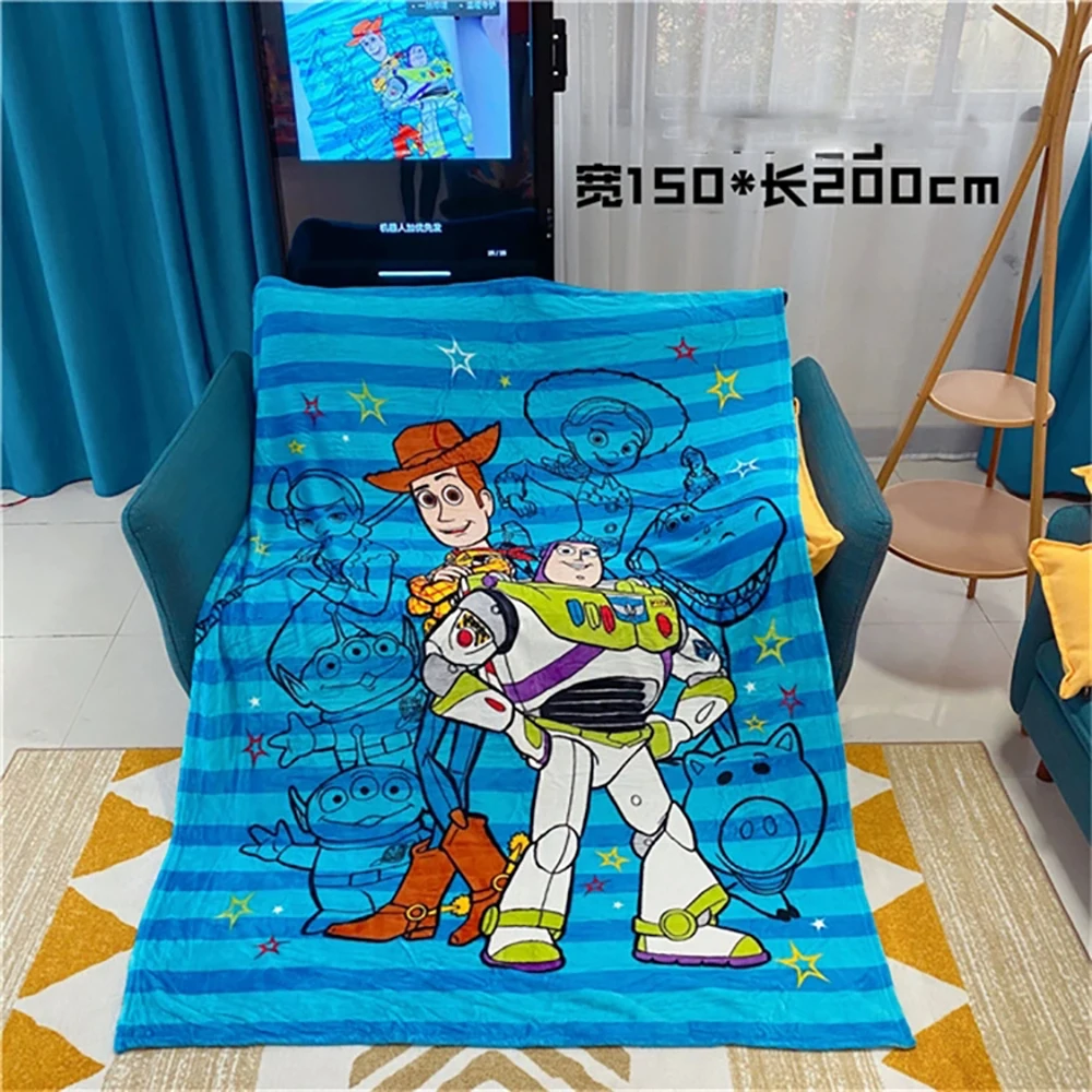 Cute Buzz Lightyear Comfortable Flannel Fleece Blanket Kids Toy Story Woody Blanket Throw on