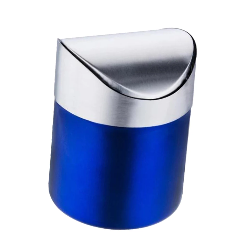 Pink/Blue/Green/Red/Silver Stainless Steel Trash Can Desktop Mini Ashtray Car Garbage Bin Home Office Kitchen