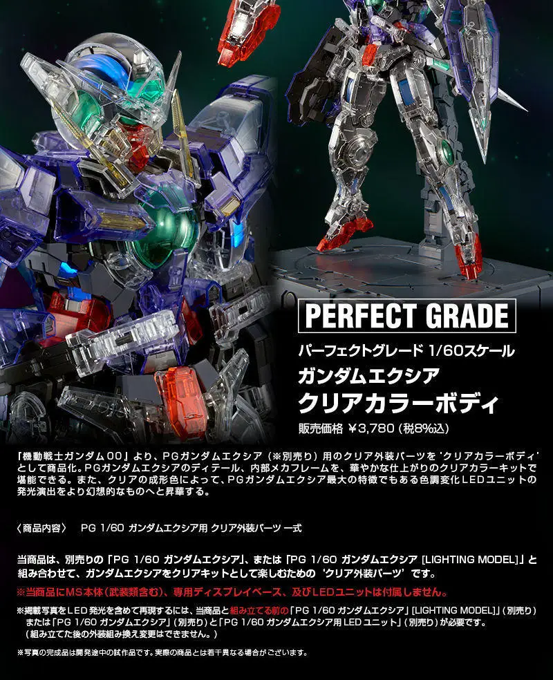 Оригинальные gunдамские PB PG 1/60 EXIA ремонт цветные прозрачные внешние защитные аксессуары собрать модельные наборы фигурки