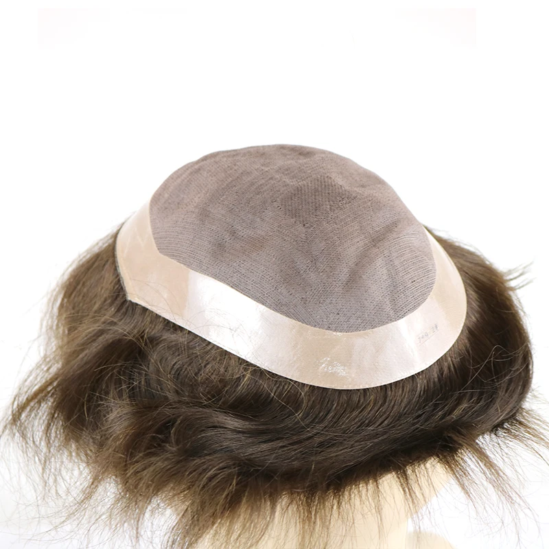 Medium Brown Fine Mono Men's Toupee Nautral Men's Hair Piece Human Hair Replacement 6x8 7x9 8x10 Free Shipping