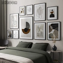 Affiche murale avec géométrie abstraite, toile nordique imprimée, peinture artistique minimaliste, ligne de dessin, image murale, décor de maison moderne