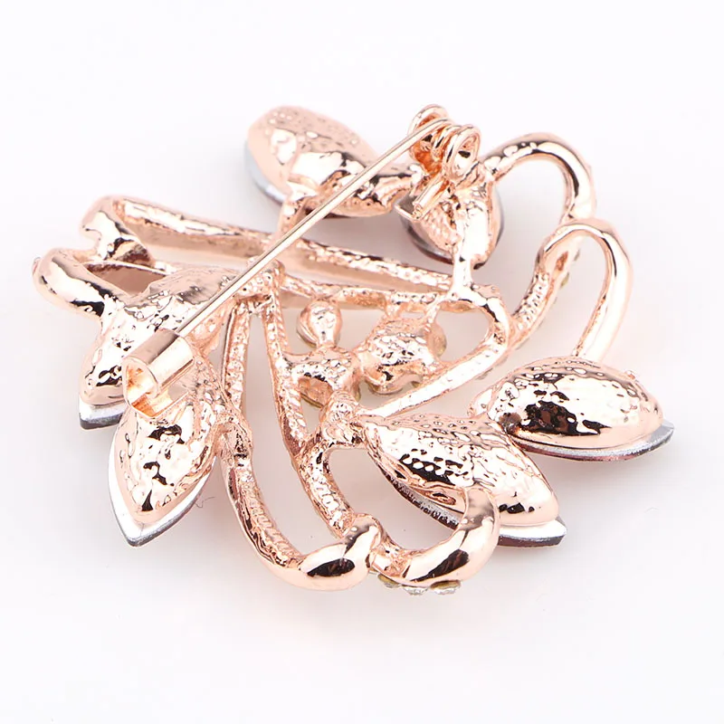Gold Zinc Alloy crystal exquisite flower brooch 2