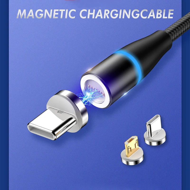 Зарядный кабель Jellico USB Type C со светодиодной подсветкой магнитный для iPhone Samsung
