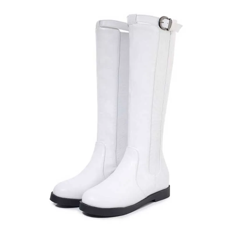 Taoffen Women Retro Knee High Boots Winter Fur Keep Warm Motorcycle Boots Punk Sexy Brand Shoes Women Footwear Size 32-43