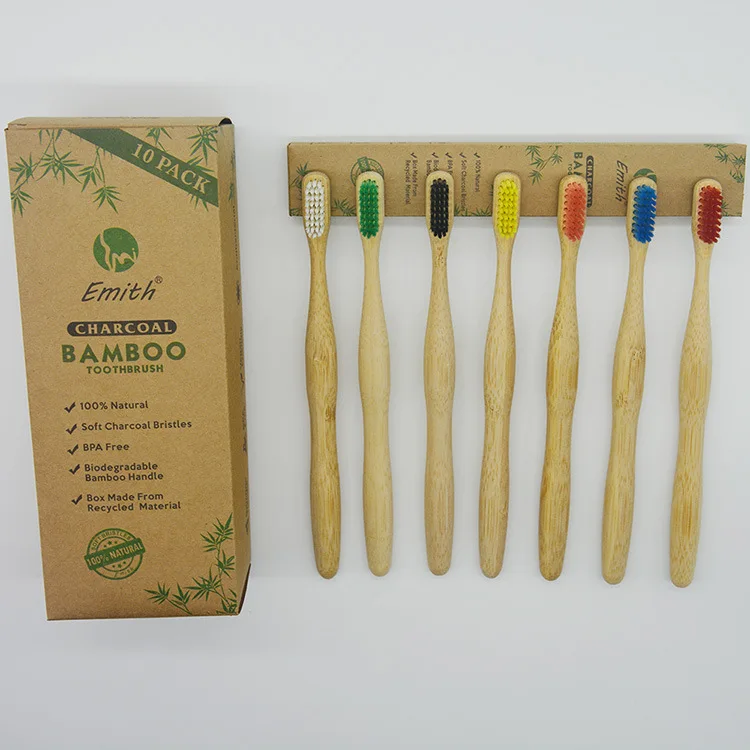 Escova de Bambu Escova de Dentes de Carvão de Bambu Ambiental de Madeira para o Curso Macia Misturada Eco Amigável Oral Conjunto 200 Pçs Cor 7 High Quality Beleza e saúde