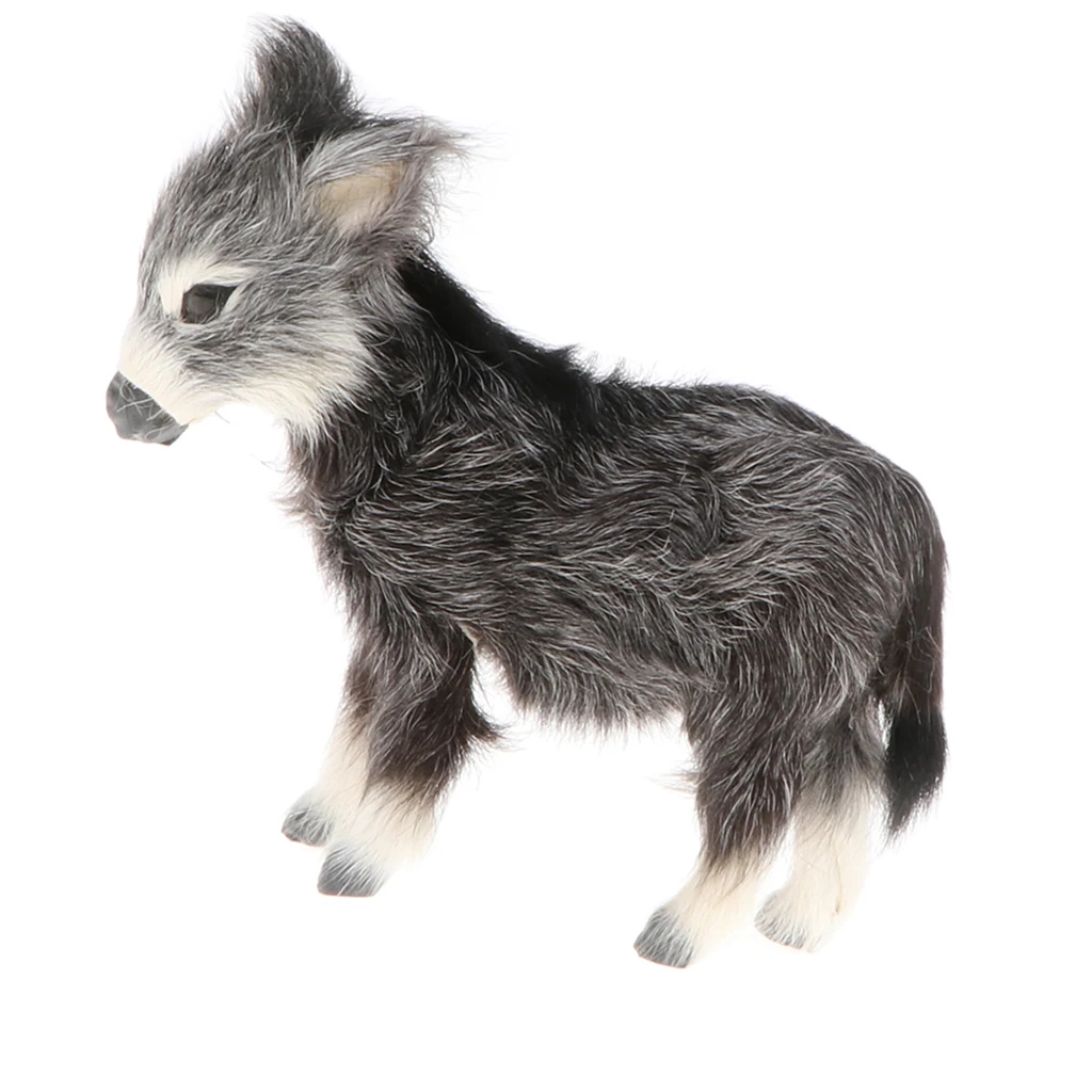 Cute Emulation Burro Statue, Simulation Faux Fur Animal Model Toy for Kids, Handicraft Collections, Home Desk Decor Ornament