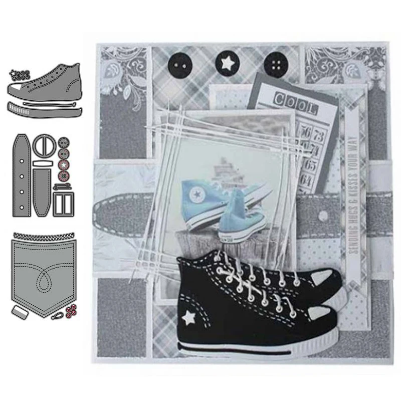 

JC Metal Cutting Dies for Scrapbooking Shoes Belt Pocket Die Cut Craft Stencil Handmade Card Making Model Knife Mold Decoration