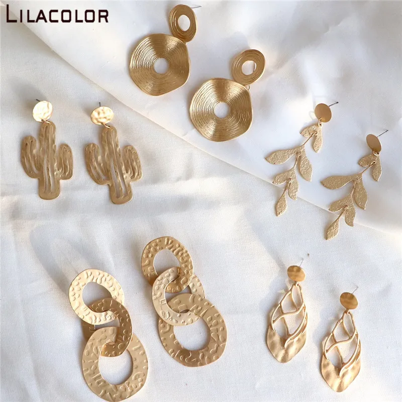 Lilacolor золотые длинные женские серьги в виде капель винтажные геометрические