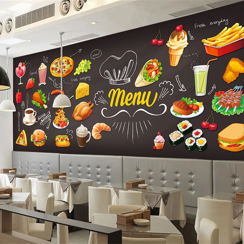 Personalized-Blackboard-Graffiti-Food-Mural-Wallpaper-Cake-Shop-Cafe-Hamburger-Shop-Restaurant-Photo-Wallpaper-Wall-Covering (3)