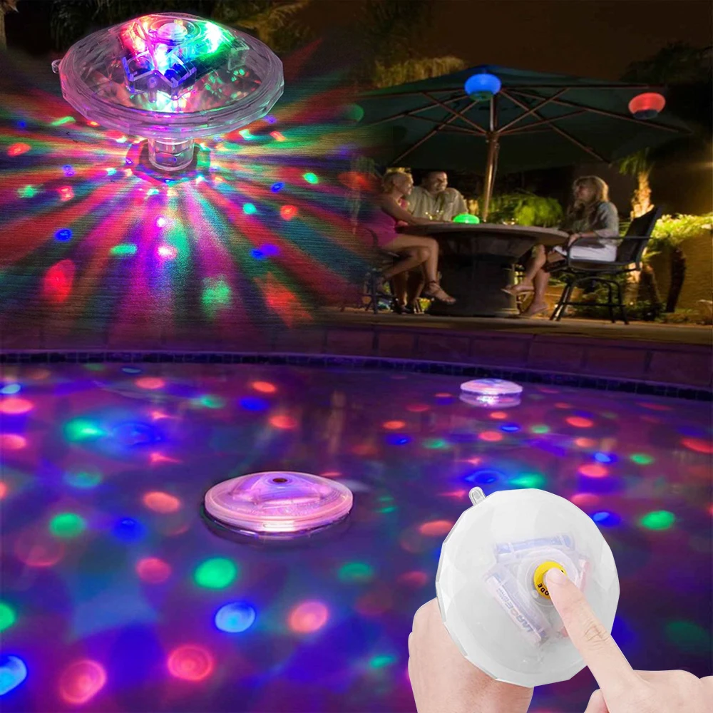 

LED Underwater Light 7 Modes Waterproof Color Change Glowing Bathroom Floating LED Flash Projector Light Swimming Pool Lamp D35