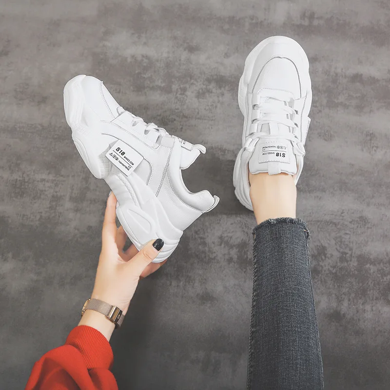 

Dad Shoes Women's 2019 Autumn And Winter Versatile Small White Shoes Lightweight Thick Bottomed Extra High Lace-up Students Casu