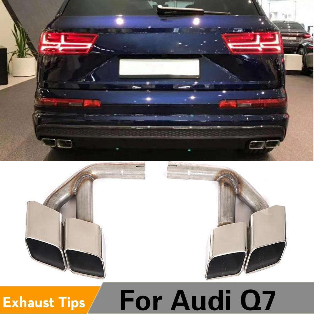 

Наконечники глушителя из нержавеющей стали для Audi Q7 2016 - 2019 четыре квадратных наконечника черный/серебристый хвост глушителя не SQ7 одна пара