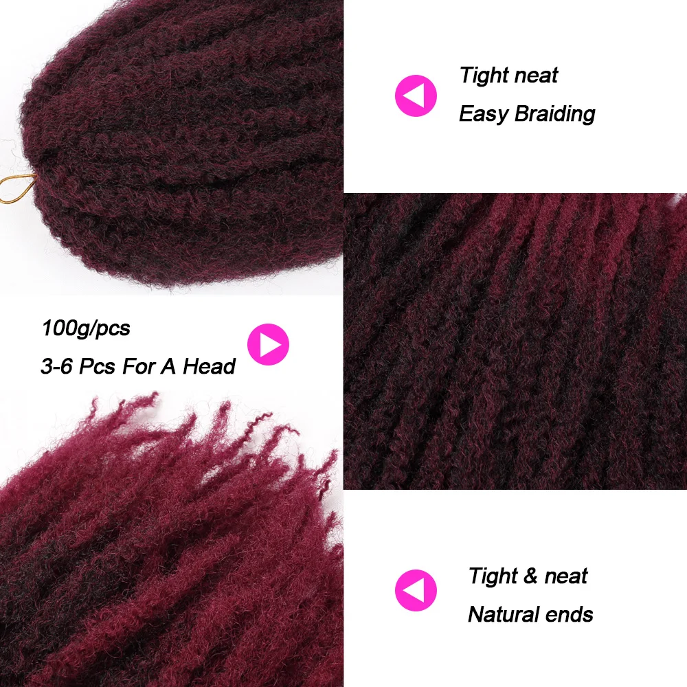 Black Star Hair Marley Hair for Twists Afro Kinky Twist Crochet Hair 18 Inch Ombre Synthetic Kanekalon Braiding Hair Extensions