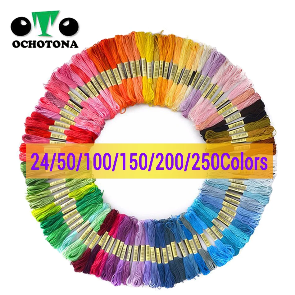 NEW 24 Colors Embroidery Thread Hand Cross Stitch Floss Sewing Skeins Craft DIY