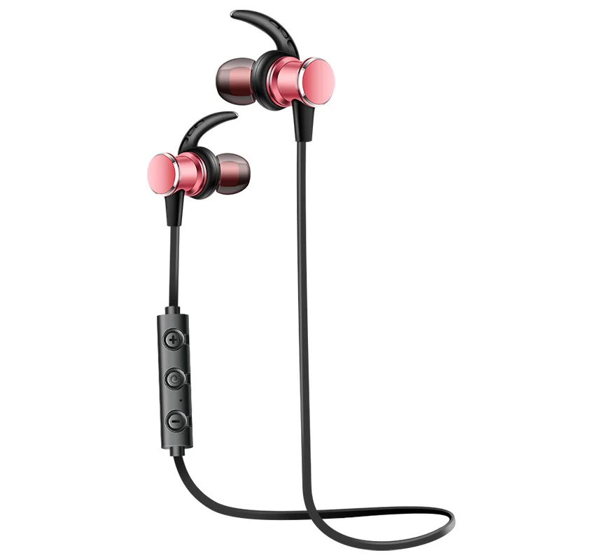 Bluetooth наушники водонепроницаемые, Беспроводные спортивные наушники Hi-Fi бас стерео наушники шумоподавление Гарнитура для тренировки бег - Цвет: Rose Gold