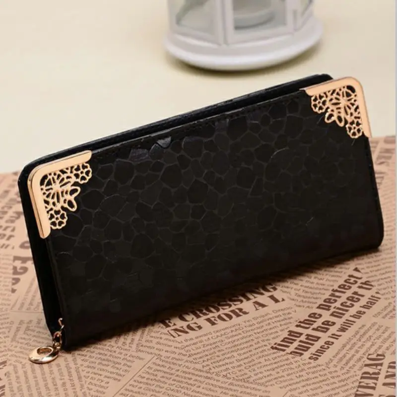 

Retro Women Zipper Stone Geometric Pattern Coin Purse Card Holders Clutch Long Wallet