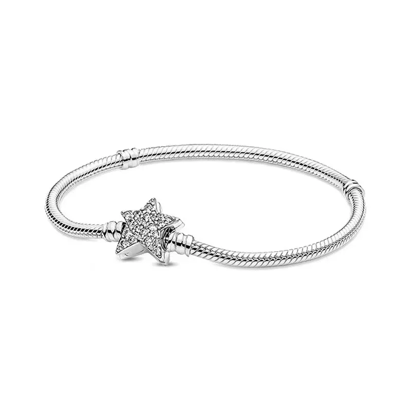 

pan S925 sterling silver new Galaxy series asymmetric star chain buckle snake bone chain bracelet DIY accessories