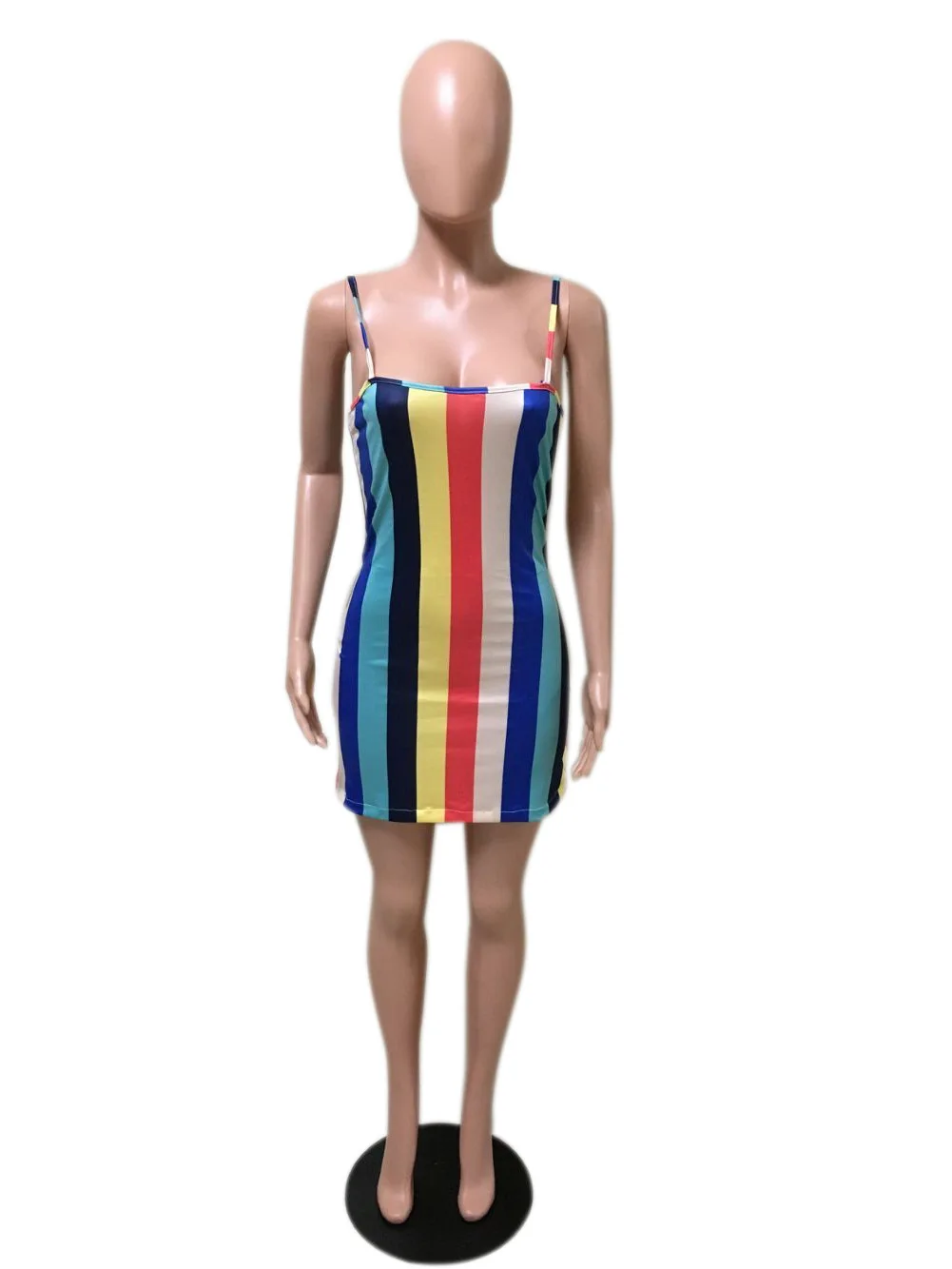 

L1245 2018 Summer Europe And America WOMEN'S Dress Hot Selling Camisole Sleeveless Tube Top Sheath Stripes Short Skirt