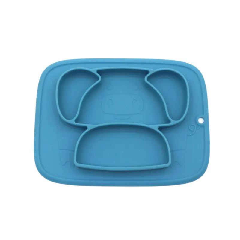 Детский Силиконовый поднос для кормления ребенка на присоске vajillas plato, посуда для младенцев, детская миска для еды pratos, детская миска для еды prato infantil - Цвет: Blue