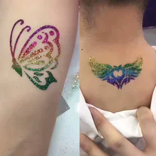 Высокое качество Блестки для боди-арта комплект татуировки 118 шаблон трафареты пудра Кисть Клей Временные Татуировки Инструменты